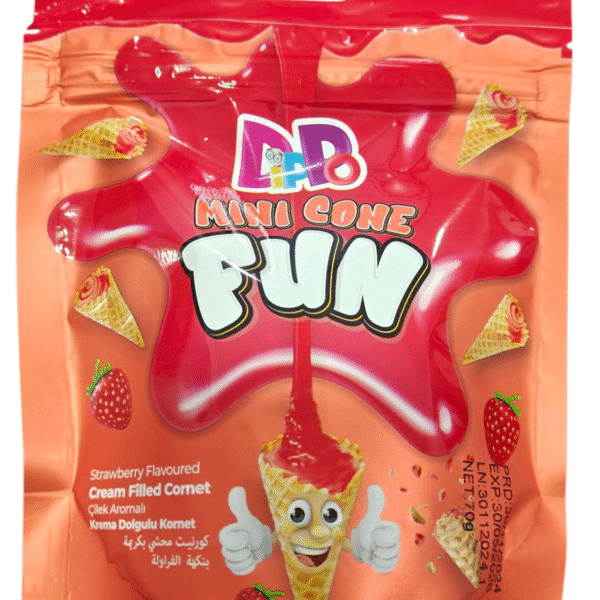 DIPPO MINI CONE FUN STRAWBERRY FILLED 70GR
