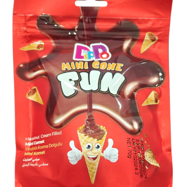 DIPPO MINI CONE FUN COCOA AND HAZELNUT FILLED 70GR