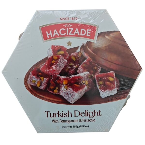 HACIZADE ΛΟΥΚΟΥΜΙ TURKISH DELIGHT ΡΟΔΙ ΚΑΙ ΦΥΣΤΊΚΙ 250G